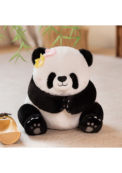 30CM Sevimli Panda Peluş Oyuncak - Siyah / Beyaz (Yurt Dışından)