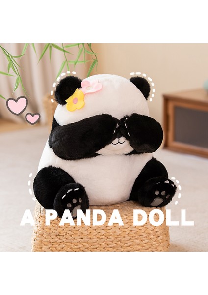 30CM Sevimli Panda Peluş Oyuncak - Siyah / Beyaz (Yurt Dışından)