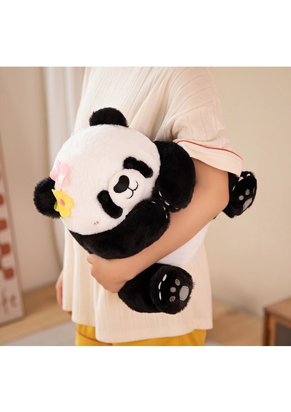 30CM Sevimli Panda Peluş Oyuncak - Siyah / Beyaz (Yurt Dışından)