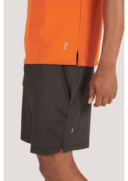 P-005672-ERKEK Kapüşonlu Kolsuz Rahat Kesim Sıfır Kol Pamuklu Casual Spor T-Shirt - Tişört-Kiremit fırsatları