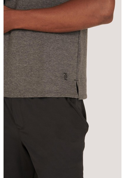P-005672-ERKEK Kapüşonlu Kolsuz Rahat Kesim Sıfır Kol Pamuklu Casual Spor T-Shirt - Tişört-Antra Melanj indirimleri