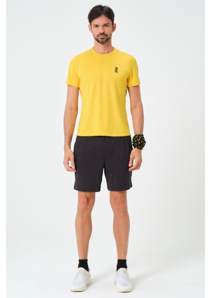 P-005678-ERKEK Bisiklet Yaka Rahat Kesim Casual Nefes Alabilen Athletic Spor T-Shirt - Tişört-Sarı modelleri