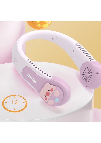 Mini Boyun Fan Taşınabilir Asılı Boyun Şarj Edilebilir Hava Soğutucu 3 Hız Sevimli Yaz Spor Hayranları Karikatür Çocuklar Fan (Yurt Dışından)