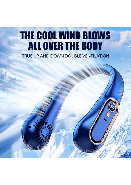 Taşınabilir Mini Asılı Boyun Fanı Bladeless Boyun Bandı Fanı Dijital Ekran Güç Hava Soğutucu USB Şarj Edilebilir Elektrikli Fanlar (Yurt Dışından)