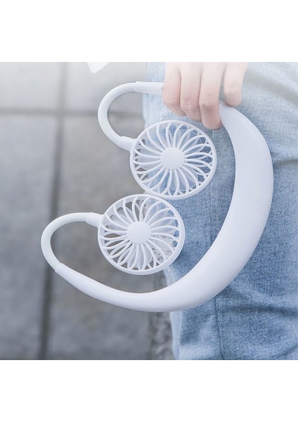Eller Serbest Boyun Bandı Asılı USB Şarj Edilebilir Çift Fan Mini Hava Soğutucu Yaz Taşınabilir Fanlar (Yurt Dışından)