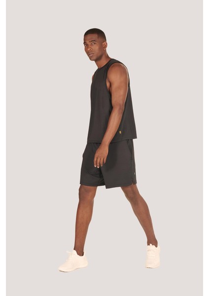 P-002999-ERKEK Askılı Bisiklet Yaka Sıfır Kol Casual Fitness Tişört Kolsuz Spor Atleti-Siyah fiyatları