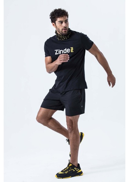 P-002997-ERKEK Yan Cep ve Arka Fermuarlı Cebe Sahip Nefes Alan Antreman Fitness Erkek Spor Şort-Siyah fiyatları