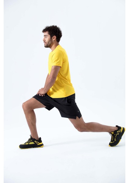 P-002997-ERKEK Yan Cep ve Arka Fermuarlı Cebe Sahip Nefes Alan Antreman Fitness Erkek Spor Şort-Siyah modelleri