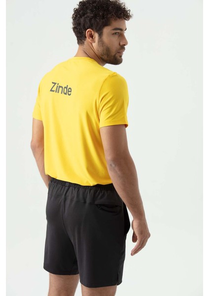 P-002997-ERKEK Yan Cep ve Arka Fermuarlı Cebe Sahip Nefes Alan Antreman Fitness Erkek Spor Şort-Siyah indirimleri