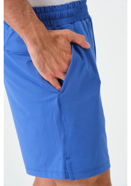 P-002997-ERKEK Yan Cep ve Arka Fermuarlı Cebe Sahip Nefes Alan Antreman Fitness Erkek Spor Şort-Mavi modelleri