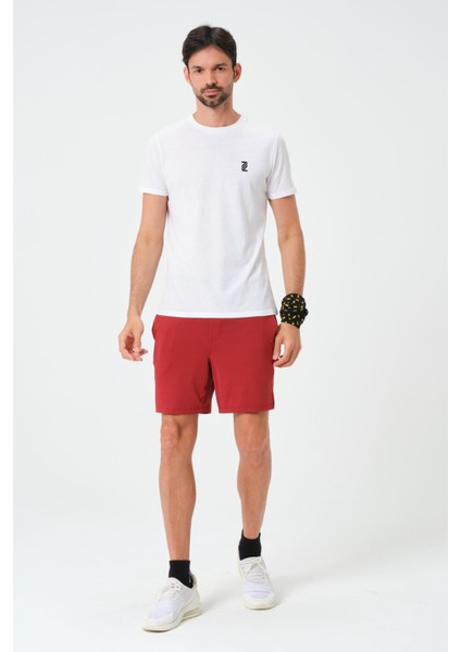 P-002997-ERKEK Yan Cep ve Arka Fermuarlı Cebe Sahip Nefes Alan Antreman Fitness Erkek Spor Şort-Bordo fiyatları