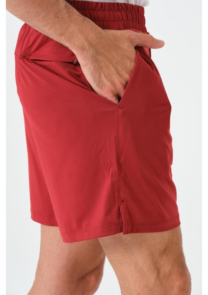 P-002997-ERKEK Yan Cep ve Arka Fermuarlı Cebe Sahip Nefes Alan Antreman Fitness Erkek Spor Şort-Bordo fırsatları