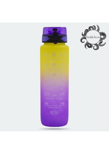 Renk Geçişli Sızdırmaz Kapak Motivasyon Matarası 1 Lt