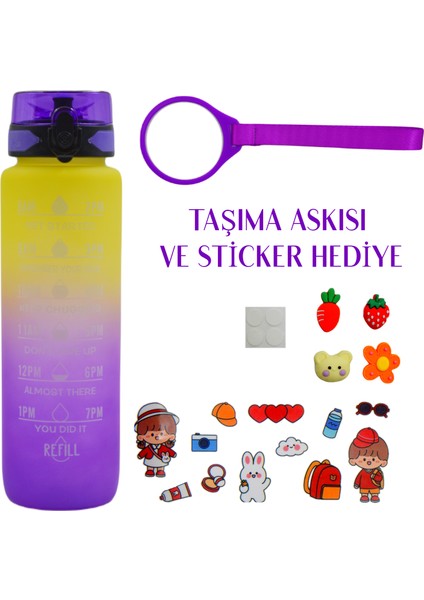 Renk Geçişli Sızdırmaz Kapak Motivasyon Matarası 1 Lt fiyatları