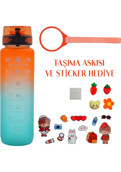 Renk Geçişli Sızdırmaz Kapak Motivasyon Matarası 1 Lt fiyatları
