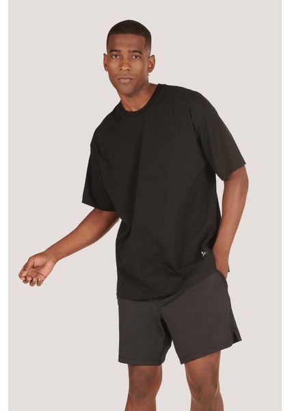 P-005654-ERKEK 100% Pamuklu Oversize Kısa Kol T-Shirt-Siyah modelleri