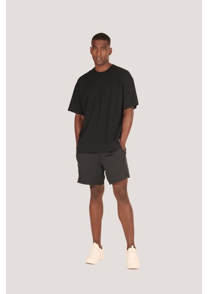 P-005654-ERKEK 100% Pamuklu Oversize Kısa Kol T-Shirt-Siyah indirimleri
