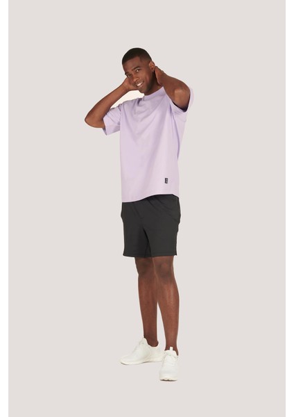 P-005654-ERKEK 100% Pamuklu Oversize Kısa Kol T-Shirt-Lila