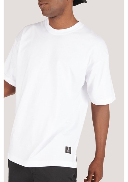 P-005654-ERKEK 100% Pamuklu Oversize Kısa Kol T-Shirt-Beyaz modelleri