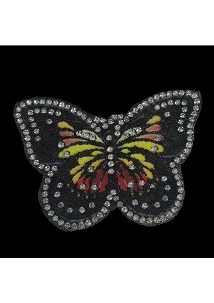 Yapıştırma Kenarları Taşlı Siyah Kelebek