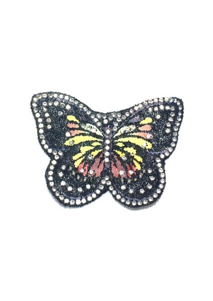 Yapıştırma Kenarları Taşlı Siyah Kelebek modelleri