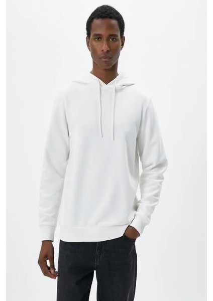 Koton Erkek Basic Kapşonlu Sweat Uzun Kollu Ekru modelleri