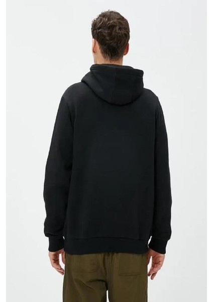 Erkek Basic Kapşonlu Sweat Uzun Kollu Siyah