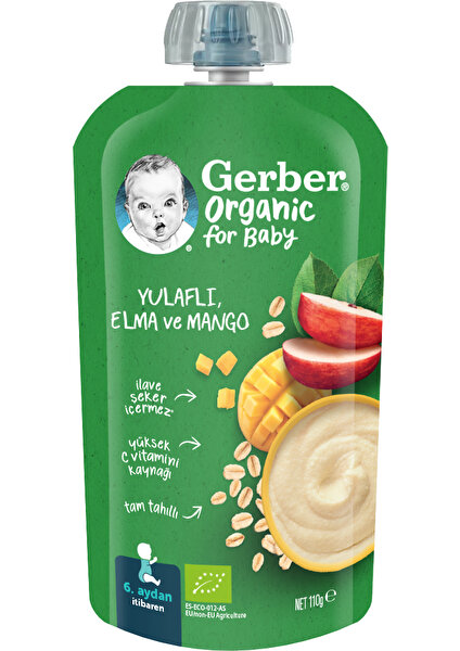 Organik Yulaflı Elma ve Mango Püresi 110 gr