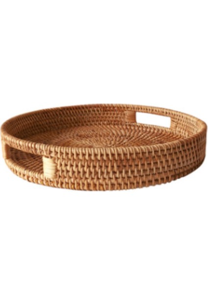 1 Adet Yuvarlak Rattan Depolama Tepsisi Handwoven Hasır Sepet Ekmek Snack Gıda Plakası Meyve Kek Tabağı Saplı Yemeği Servis Tepsisi | Depolama Tepsileri (Ler) (Yurt Dışından)