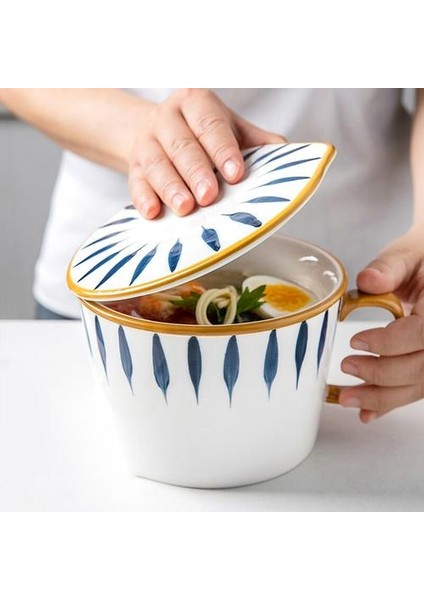 Seramik Sofra Saplı Anında Noodle Kase Ev Çorbası Kase Japon El Boyalı Yaratıcı Anlık Şehriye Kase | Kaseler (Yurt Dışından)