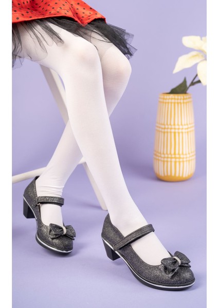 Topuklu Fiyonklu Siyah Star Kız Çocuk Ayakkabı modelleri