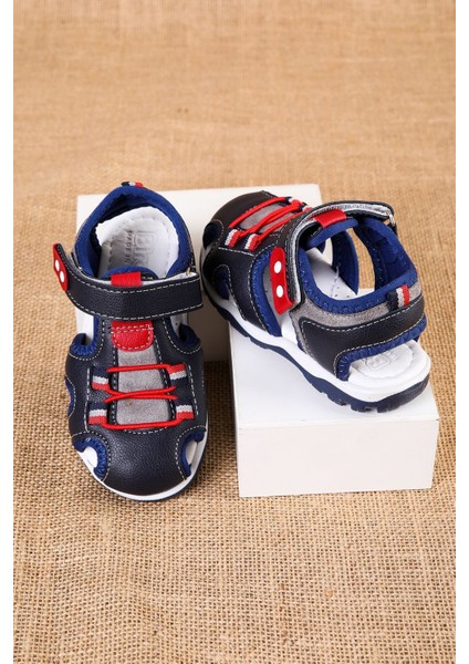 Burnu Kapalı Lacivert Gri Garnili Çocuk Sandalet fiyatları