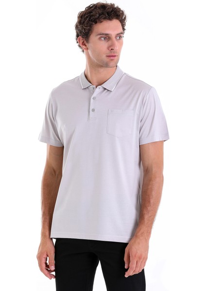 Gri Regular Fit Düz 100% Pamuk Polo Yaka Tişört modelleri