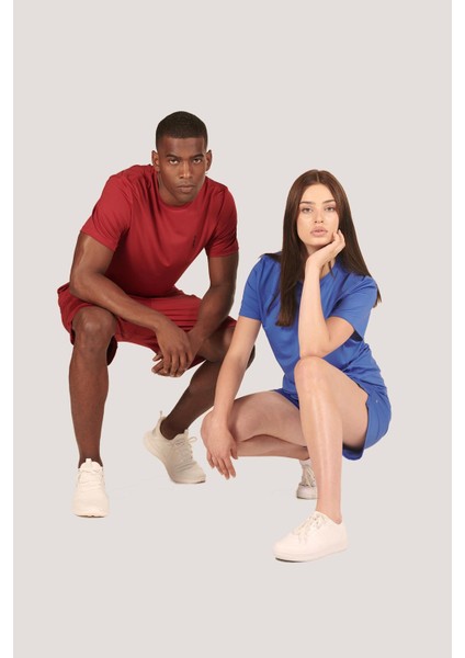 P-005758-KADIN Yan Cep ve Arka Fermuarlı Cebe Sahip Nefes Alan Antreman Fitness Spor Şort-Mavi modelleri