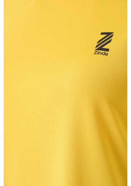 P-003000-KADIN Bisiklet Yaka Rahat Kesim Casual Nefes Alabilen Athletic Spor T-Shirt - Tişört-Sarı