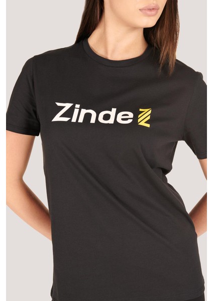 P-002993-KADIN %100 Pamuklu Bisiklet Yaka Kısa Kol Rahat Kesim Casual Spor T-Shirt - Tişört-Siyah modelleri
