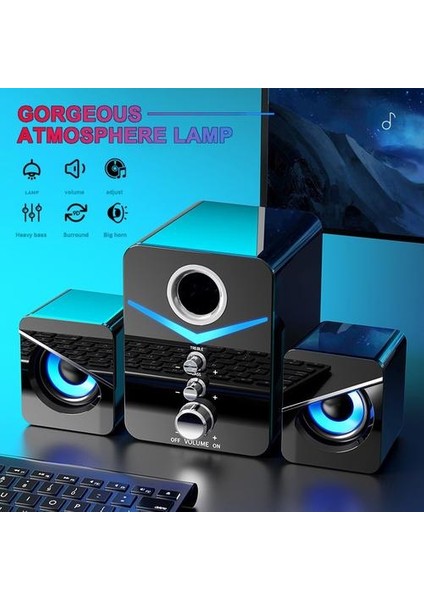 Siyah 3 Adet Enceinte Bluetooth Hoparlör Güçlü Taşınabilir Kablosuz Sütun Subwoofer Müzik Merkezi Masaüstü Pc Bilgisayar Için Taşınabilir | Bilgisayar Hoparlörleri (Yurt Dışından) modelleri