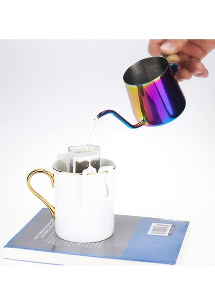 Paslanmaz Çelik El Cezve El Punch Pot Kahve Kapları Kapaklı Damla Gooseneck Bacalı Uzun Ağız Kahve Kettle Çaydanlık (Yurt Dışından)