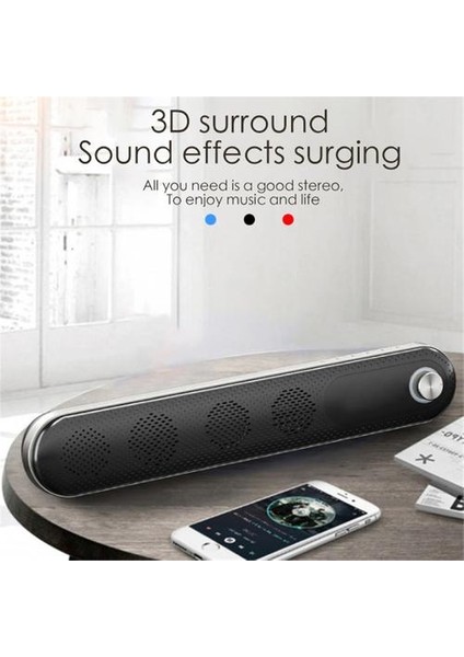 Kablosuz Bluetooth Soundbar Stereo Bas Subwoofer Multimedya Ses Sistemi Ev Dizüstü Bilgisayar Için Akıllı Telefon Yeni | Taşınabilir Hoparlörler (Siyah) (Yurt Dışından)