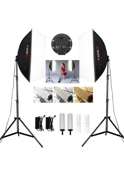 3000-5500K Led Video ve Fotoğraf Çekim Işıgı DEYA-120W Softbow 2'li Set