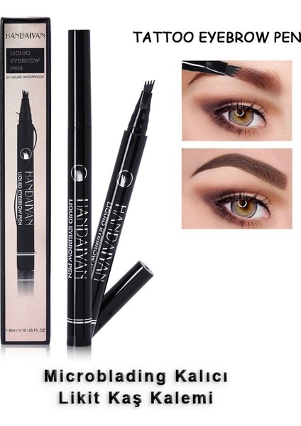 Microblading Kalıcı Likit Kaş Kalemi Çatal Uçlu (1,6ml) Koyu Kahve