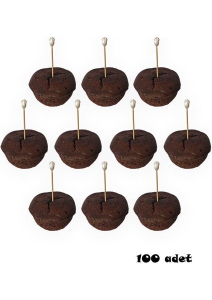 100 Adet Dekoratif Küçük Lale Incili Pasta Kürdanı 6 cm - Lale 10 mm modelleri