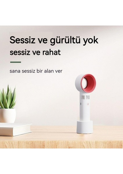 USB Şarj Edilebilir Taşınabilir Elde Taşınabilir Kanatsız Elektrikli Fan (3 Vites) (Yurt Dışından)