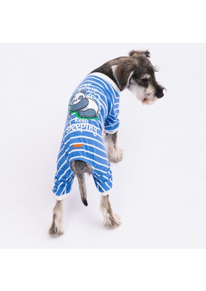 Mavi Sleeper Kedi Köpek Pijaması - Kedi Köpek Tulumu - Kedi Köpek Kıyafeti Xl