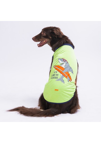Yeşil Shark Büyük Köpek Tişörtü - Köpek Kıyafeti 15 Kg - 45 Kg 5 Xl