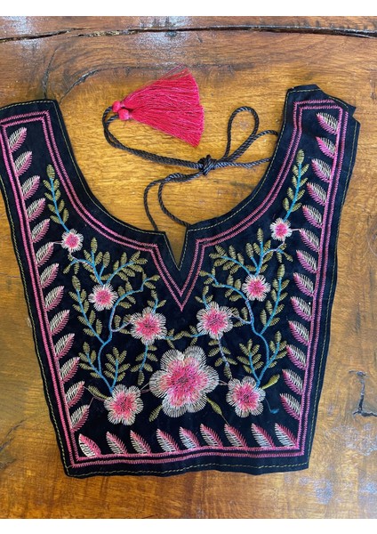 25X18 cm Etnik Bohem Nakış Işleme Yaka Elbise Yaka Bluz Yaka Püsküllü fiyatları