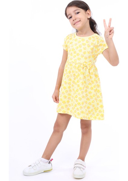 Toontoy Kız Çocuk Baskılı Elbise