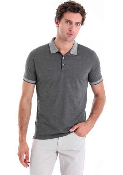 Haki Regular Fit Düz Pamuklu Polo Yaka Tişört