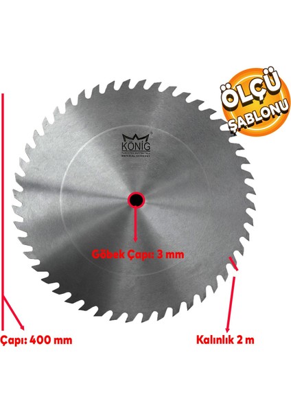 König Ahşap Kesme Daire Testere Elmassız 400X2,0X30