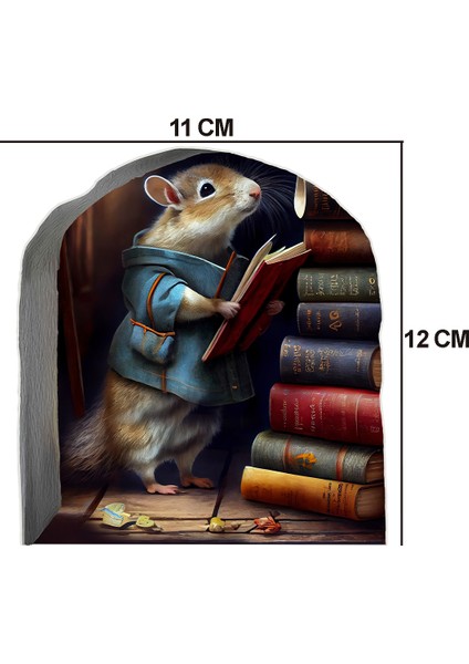 Kütüphaneci Fare ve Fare Deliği Tasarımlı Duvar Sticker Çocuk Odası Bebek Odası modelleri